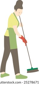 Cleaning Staff Cartoon Character. Flat Vector Illustration