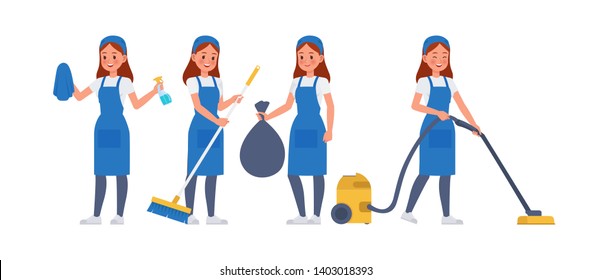 Cleaning staff character vector design no12