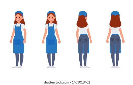 Cleaning staff character vector design no7