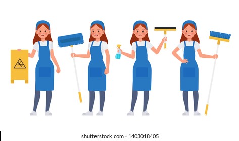 Cleaning staff character vector design no8