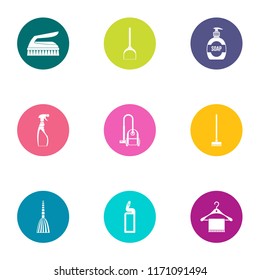 Cleaning staff icons set. Flat set of 9 cleaning staff vector icons for web isolated on white background