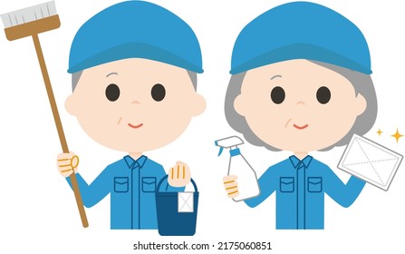 Cleaning staff. It is vector illustration.