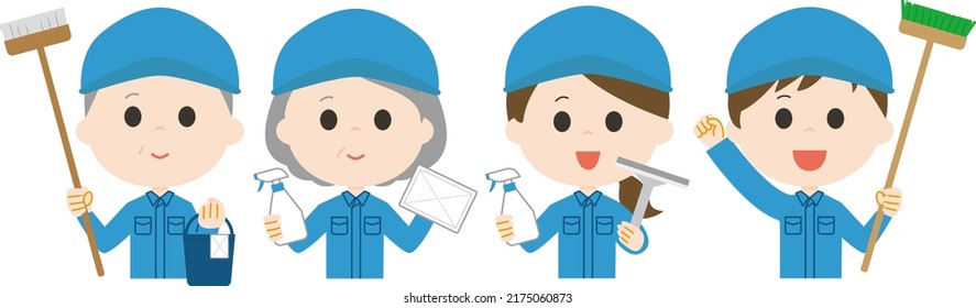 Cleaning staff. It is vector illustration.