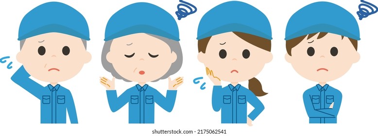 Cleaning staff in trouble.　It is vector illustration.