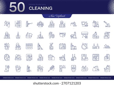 Icono de trazo de limpieza. Conjunto de iconos de línea de limpieza. paquete de iconos de trazo editable. Línea, delgado, Paquete de icono de estilo lineal. Totalmente personalizable
