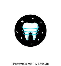Cleaning and strong white teeth icon. Oral health, stomatology pictogram, medicine symbol logo on isolated white background. EPS 10 vector
