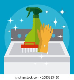 Cleaning supplies concept