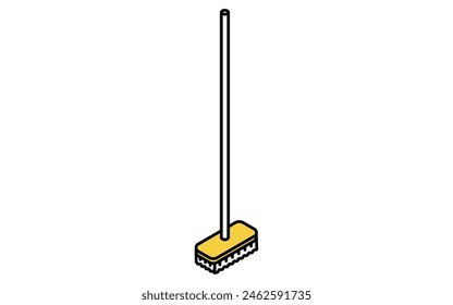 Cleaning supplies: deck brush, isometric illustration, Vector Illustration