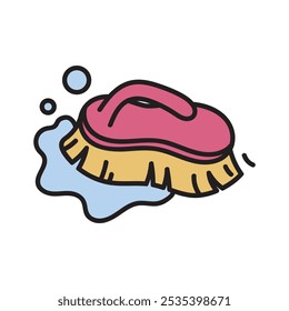 Cleaning Supplies Doodle Illustration - Big Brush