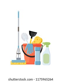 Cleaning Supplies Flat Cartoon Style Vector Stock Vector (Royalty Free ...