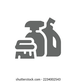 Cleaning supplies and products vector icon. Spray bottles, hygiene filled symbol.
