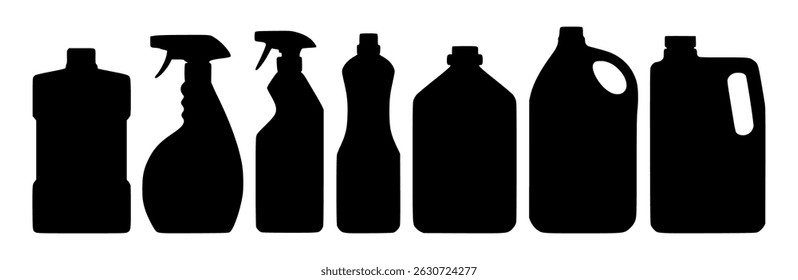 Cleaning supplies silhouettes vector illustration