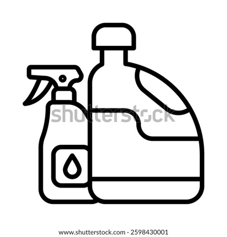 Cleaning Supplies Vector Line Icon Design