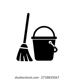 Ilustración vectorial de icono de silueta de suministro de limpieza sobre fondo blanco