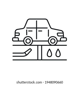 Cleaning the suspension linear icon. Car wash. Thin line customizable illustration. Contour symbol. Vector isolated outline drawing. Editable stroke