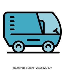 Cleaning sweeper icon outline vector. Street machine. Waste vehicle color flat