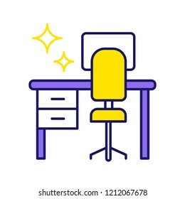 Cleaning Table Desk Color Icon. Keeping Workplace Clean. Tidy Home Or Office Desk. Isolated Vector Illustration