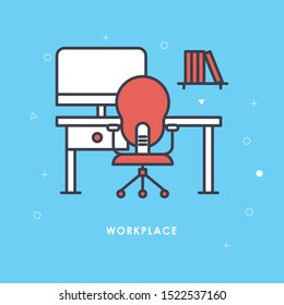 
Cleaning table desk linear icon. Thin line illustration. Keeping workplace clean. Tidy home or office desk. Contour symbol. Vector isolated outline drawing. Editable stroke