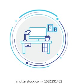 
Cleaning table desk linear icon. Thin line illustration. Keeping workplace clean. Tidy home or office desk. Contour symbol. Vector isolated outline drawing. Editable stroke