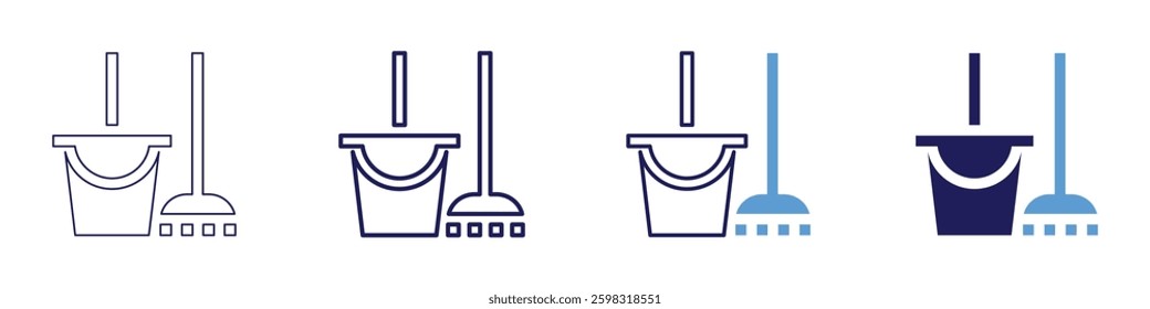 Cleaning team icon in 4 different styles. Thin Line, Line, Bold Line, Duotone. Duotone style. Editable stroke.