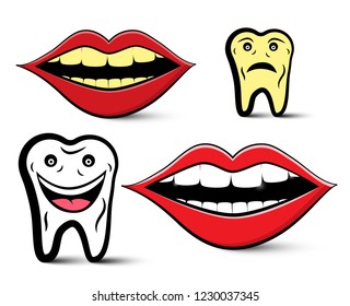 Cleaning Teeth Design with Yellow and White Teeth