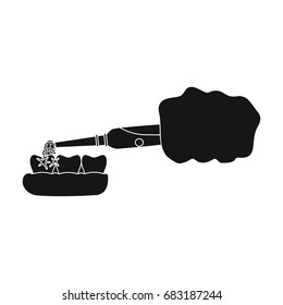 Cleaning the teeth with an electronic toothbrush. Dental hygiene single icon in black style vector symbol stock illustration web.