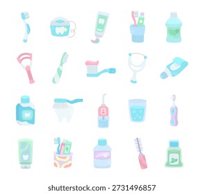Juego de dientes de limpieza en estilo escandinavo con herramientas de higiene oral cepillo de dientes pasta de dientes enjuague bucal irrigador raspador taza de cuidado eléctrico