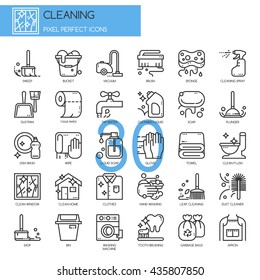 Cleaning , Thin Line and Pixel Perfect Icons