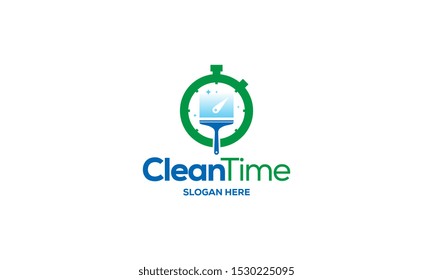 Cleaning Time logo designs concept vector, Cleaning Service logo template, symbol, icon