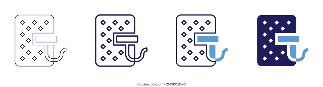 Cleaning tips for carpets icon in 4 different styles. Thin Line, Line, Bold Line, Duotone. Duotone style. Editable stroke.