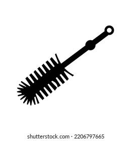 Cleaning toilet broom brush icon | Black Vector illustration |