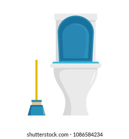 Cleaning toilet icon. Flat illustration of cleaning toilet vector icon for web