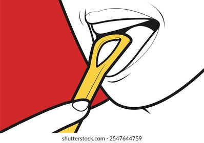 Cleaning The Tongue - Minimalist Vector Illustration