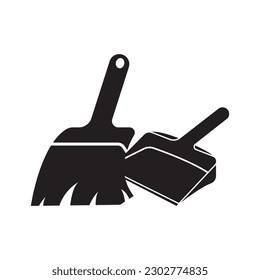 Cleaning tool broom icon logo,vector illustration template design.