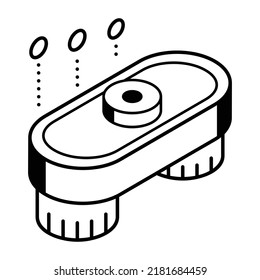 Ein Reinigungstool, ein bürstenisometrisches Symbol
