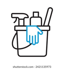 cleaning tool icon. Line vector icon on white background. High quality design element. Editable linear style stroke. Vector icon