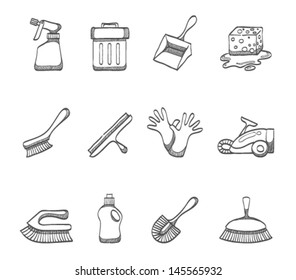 Cleaning tool icon series in sketch