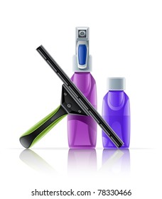  cleaning tool squeegee spray bottle vector illustration isolated on white background