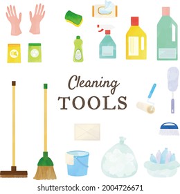 Cleaning tool vector illustration set