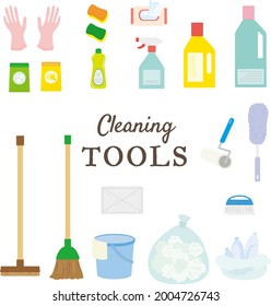 Cleaning tool vector illustration set