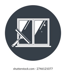 Cleaning tool wiping glass window pane showing night sky view