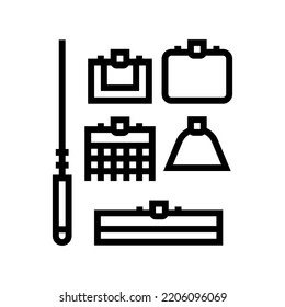 cleaning tools aquarium fish line icon vector. cleaning tools aquarium fish sign. isolated contour symbol black illustration