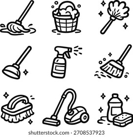 Herramientas de limpieza Doodle Icons Pack