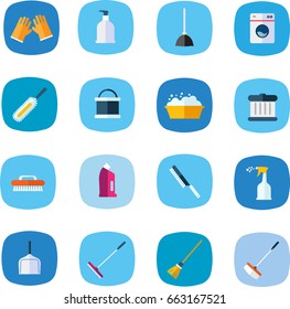 Cleaning tools flat icons