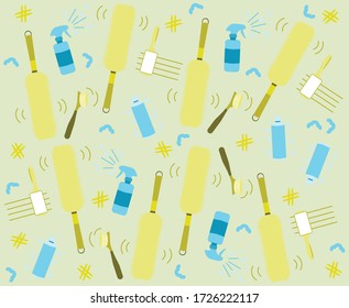 Cleaning Tools With green background