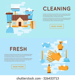 Cleaning tools, House cleaning. Flat design isolated vector illustration.