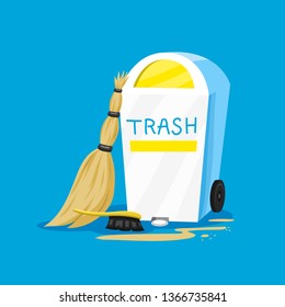 Cleaning tools. House icons for poster. Washing machine, Detergents Cleanser for apartments, Water bucket for Mopping, Vacuum cleaner Scoop, Chemicals Appliances for service. Cartoon Household.