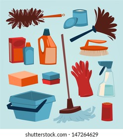 Cleaning tools. Household series vector illustration.