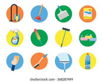 Cleaning Tools Icon Broom Icon Housework Stock Vector (Royalty Free ...