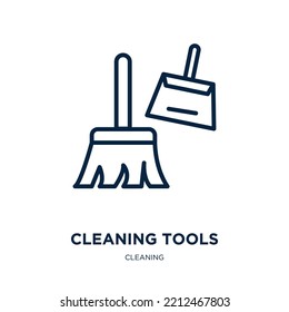 cleaning tools icon from cleaning collection. Thin linear cleaning tools, mop, domestic outline icon isolated on white background. Line vector cleaning tools sign, symbol for web and mobile
